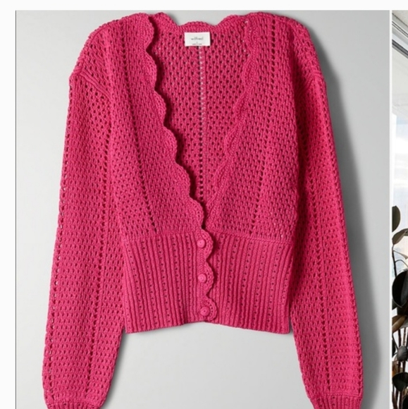Aritzia Wilfred Dark Pink Cardigan